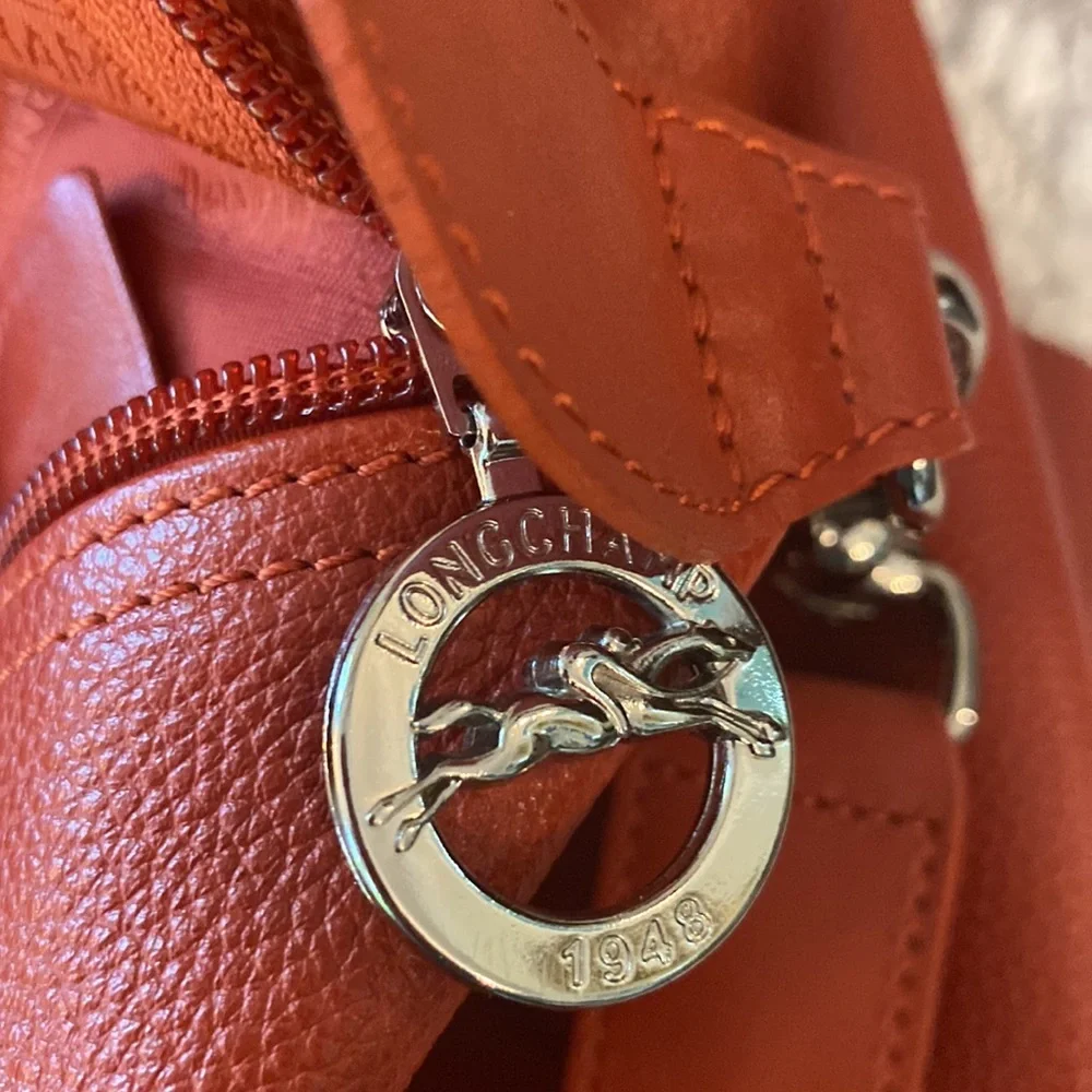 🌾Longchamp Rich Orange 🌾XLarge Leather Travel ✈️ Bag🌾 - Picture 10 of 17